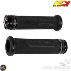 NCY Throttle Grip 7/8in Aluminum Rhinestone Black Set (GY6, Ruckus, Universal)