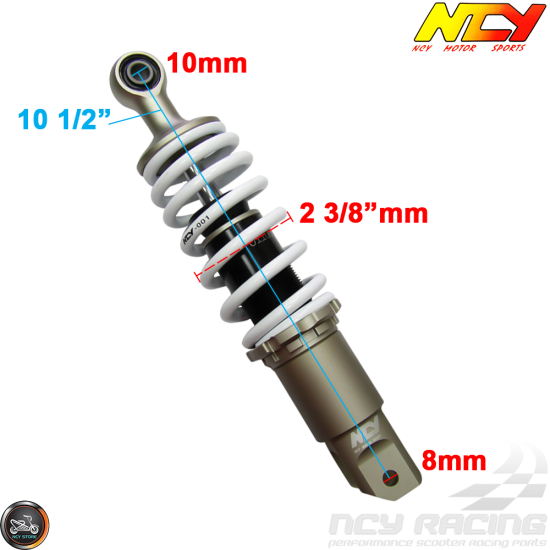 NCY Shock 265mm Adjustable Performance White (Honda Ruckus)