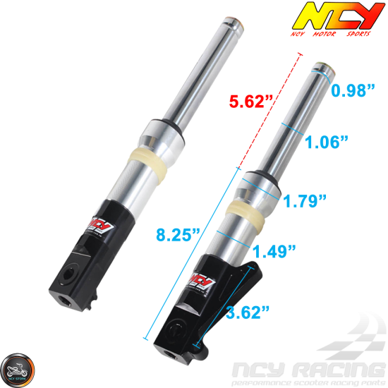 NCY Front Fork Slammed Silver Set (DIO, Ruckus)