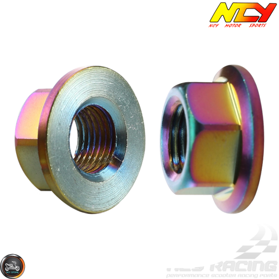 NCY Nut M12 Smooth Electroplated Titanium Set (QMB, GY6, Universal)