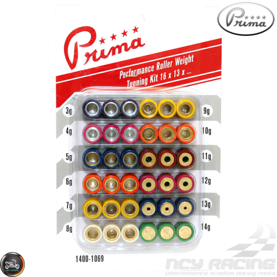 Prima Variator Roller Weight Tuning Kit 16x13 (DIO, GET, QMB)