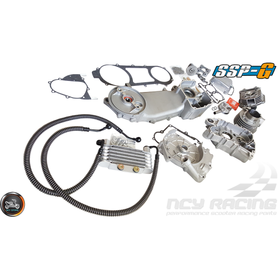 SSP-G Crankcase 63mm 180cc 2V Big Bore Power Kit w/Oil Cooler (GY6 longcase)