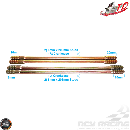 Taida Cylinder Stud 200mm 208mm 2V Set (GY6)