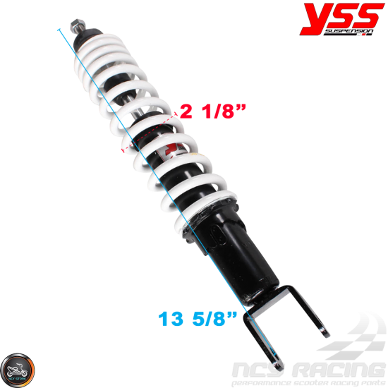 YSS Shock 346mm Adjustable Performance White (Aprilia, Piaggio, Vespa 50)